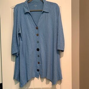 Artisan Light Blue Button-Down Tunic with Mixed Buttons